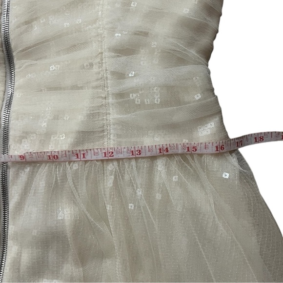 NWT Betsey Johnson Lined Zip Front Ruched Sequin Wedding Formal Prom Dress Sz 14 - Picture 15 of 16